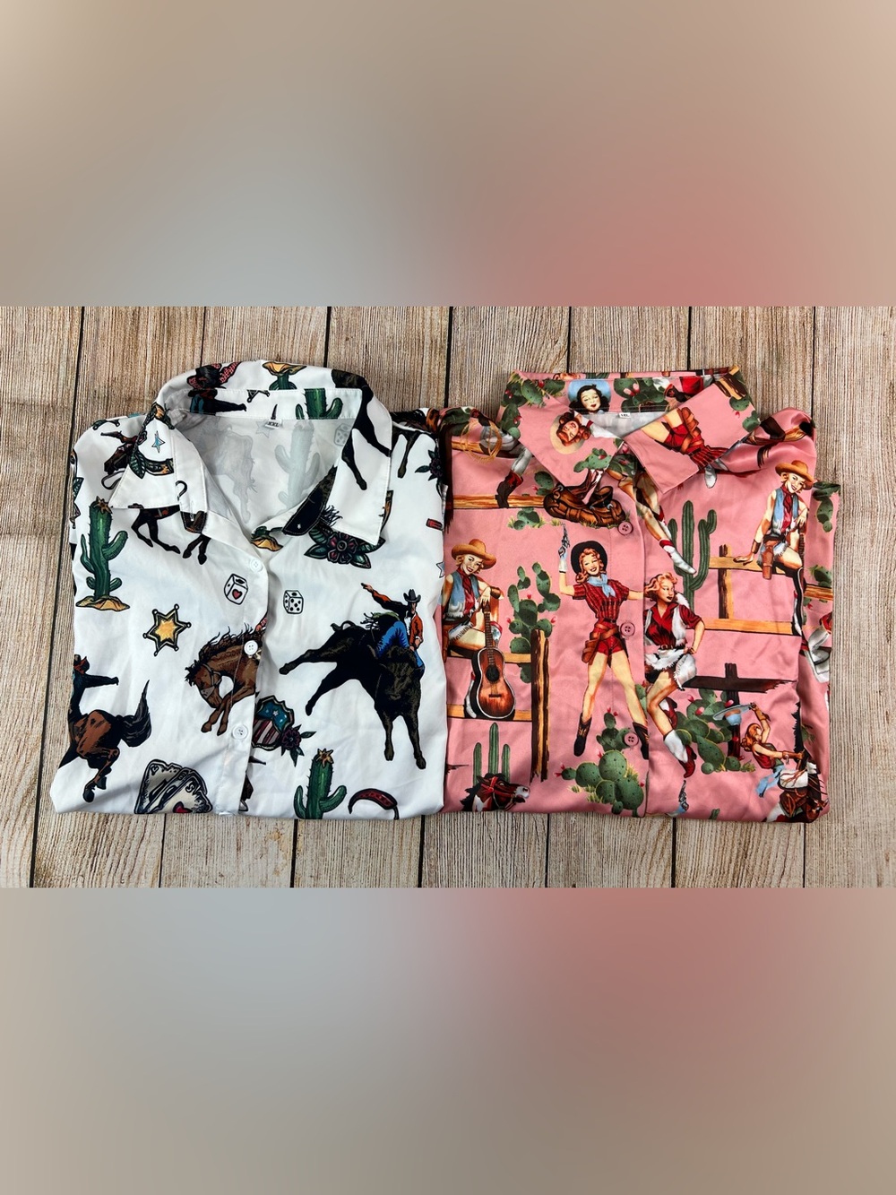 Women’s Western Horse Cowboy Graphic Button Shirts Size 2XL